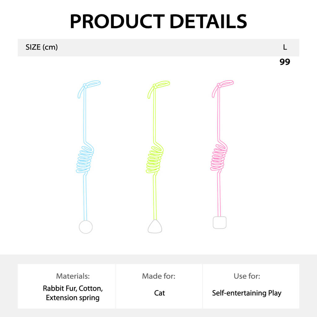 Product details showing three color variations—pink, green, and blue—with materials, size, and usage details.