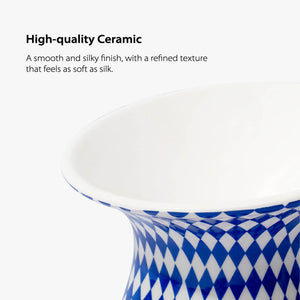 High-quality ceramic close-up of ZEZE Elevated Ceramic Bowl - Blue Rhombus.