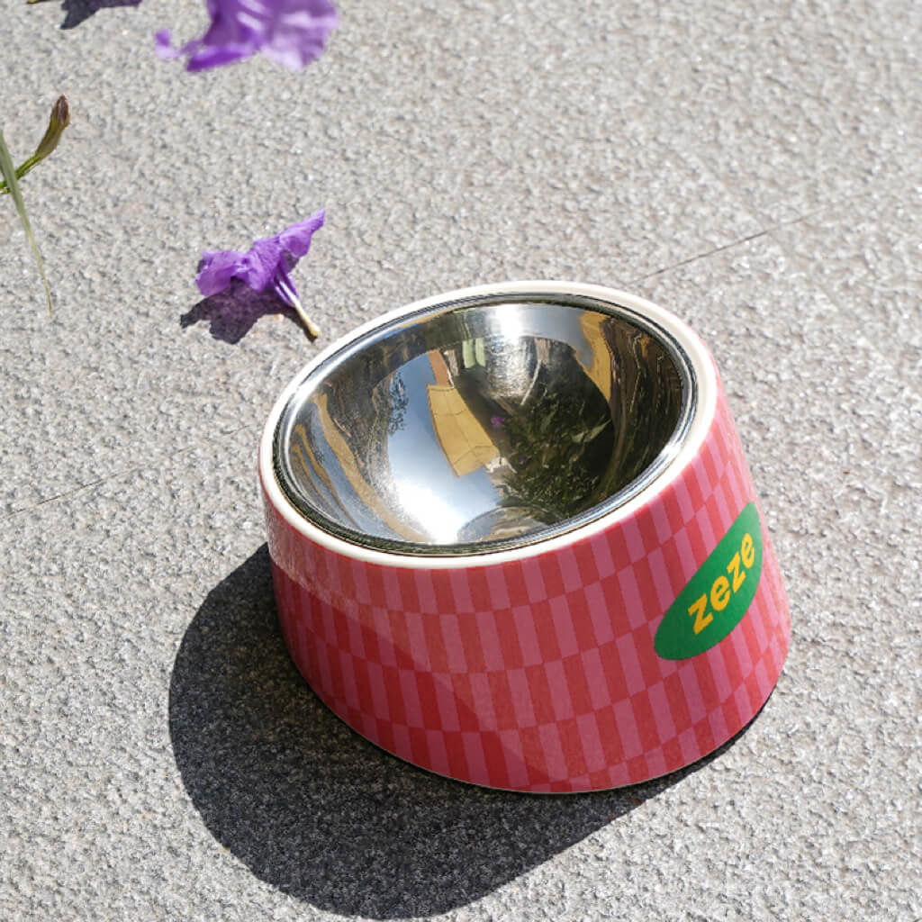 Retro Chrome Pet Bowl – Stylish Elevated Stainless Steel bowl with Non-Slip Base