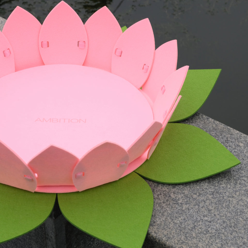 Close-up of the pink felt petals of the Lotus Flower Pet Bed.